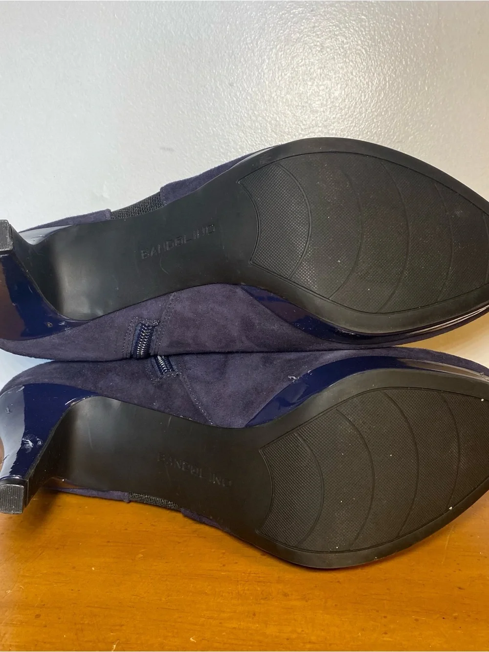 Bandolino Women's 10 Cambria Platform Ankle Booties Navy Blue Suede Stiletto